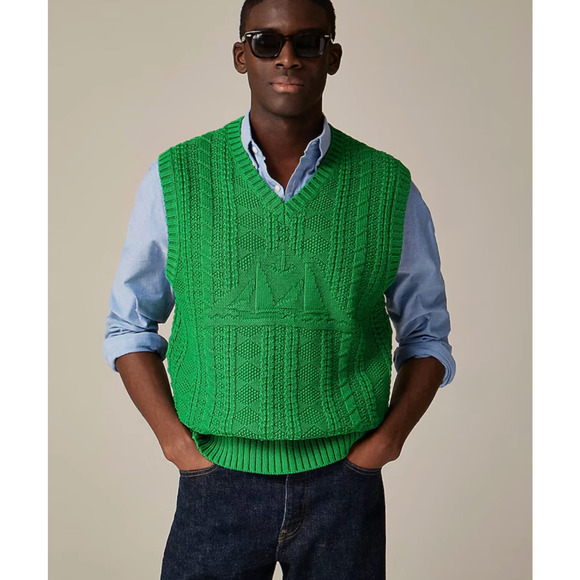 J.Crew Mens Sweater Vest XS Green Sailboat - Picture 1 of 8